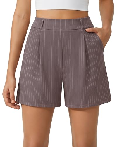 Image of G4Free EverGoing Dressy Casual Shorts for Women 4 inch High Waisted Summer Lounge Pleated Shorts with Pockets