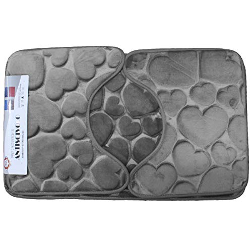 Russo Tessuti Tappeto Tappetini Antiscivolo Bagno Tris Tappeti Bagno Scendidoccia 3D New-Grigio Chiaro