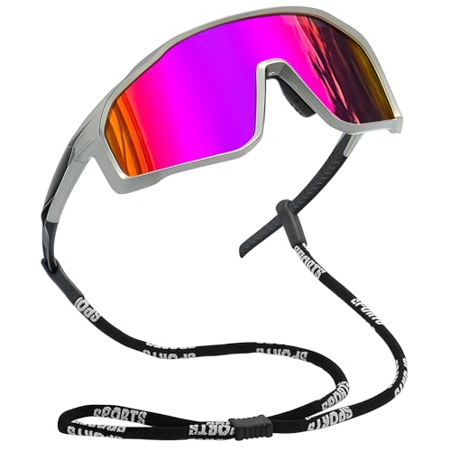 Joopin Gafas Ciclismo Hombre Polarizadas Envolventes Gafas de Sol Deportivas Mujer Protección UV400 Montura TR90 Ligera para Running Bicicleta Montaña Espejo Morado