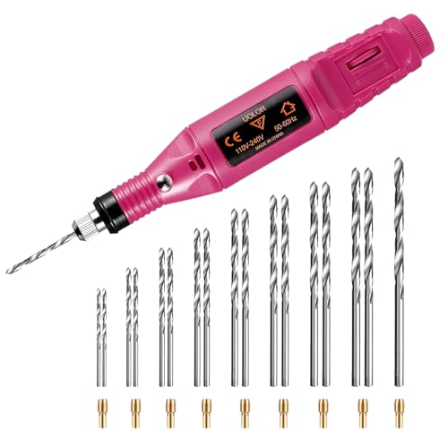 Kit de Perceuse Électrique 228 Pièces – Perceuse à Main Perceuse Manuelle de Précision avec 17 Forets (0,8 à 3,0 mm) et 200 Vis à Œil pour Bois, Résine, Bijoux, Plastique, Bricolage