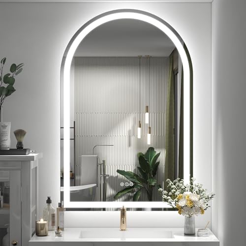 Image of 28x40 Inch Arched LED Mirror for Bathroom