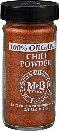 Morton & Bassett 100% Organic Chili Powder | Robust Blend for Tacos, Chili & Tex-Mex Dishes | Gluten Free, Salt Free, Non-GMO | 2.1 oz Jar