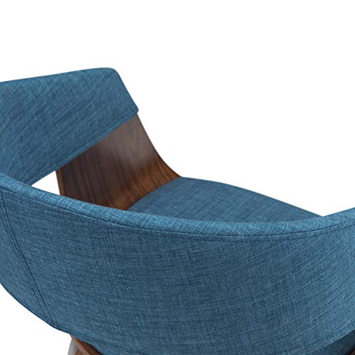 Simplihome Lowell 17 Inch Mid Century Modern Bentwood Dining Chair In Blue Linen Look Fabric, For The Dining Room #TOP2
