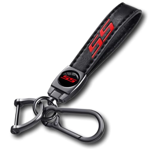 QZXIAOGU Porte-clés de voiture en cuir et métal - Accessoire de rechange avec costume pour Chevrolet Camaro SS - Cadeau familial pour les propriétaires de...