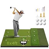 DHUAFDD Golf Mat with Tri Turf Extra Large 6 x 4ft Golf Hitting Mat with 20mm EVA Base & 40mm Golf Turf Golf Mats Practice Indoor & Outdoor Practice Mat for Golfers of All Levels