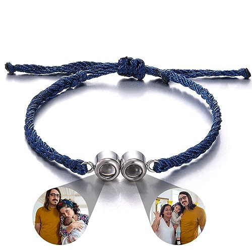 gorm Pulsera con Foto Personalizada Regalos Personalizados Pulseras Personalizadas Pulseras para Parejas (Dark Blue,One Size)