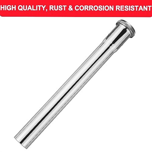 1-1/4 O.D x 12" Brass Slip Joint Extension Tube, Heavy Duty Extension Tube for Bathroom Sink Drain Tailpiece, Polished Chrome by Cinsda - Used condition - Image 5