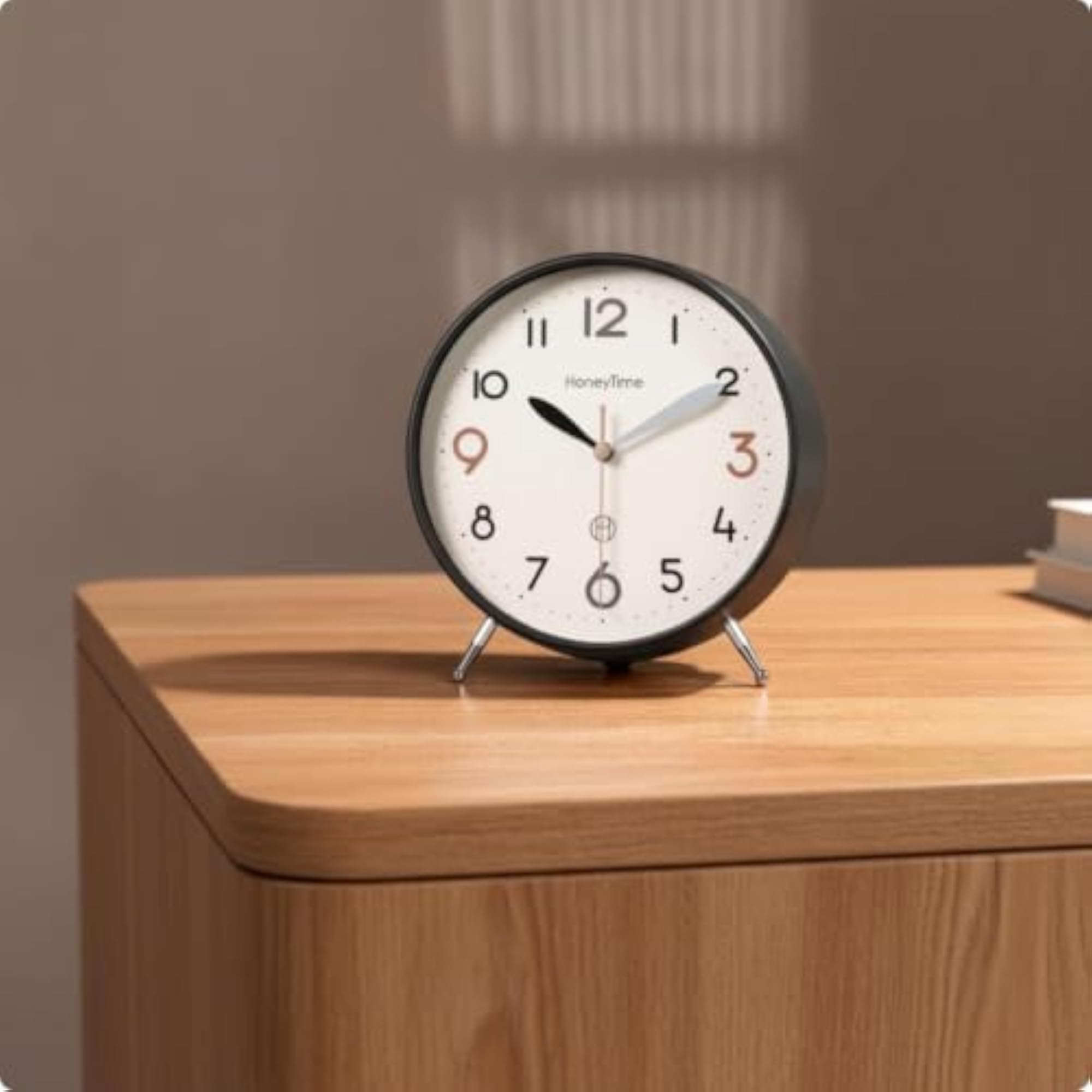 Desktop Analog Clock with Large Arabic Numerals, Easy to Read