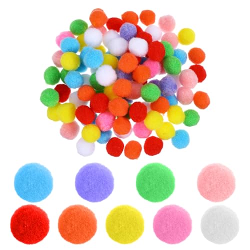 Tyqour 100 Stück Bunte Pompons zum Basteln, 20mm Pompoms Bommeln zum Basteln Mini Pompons Bunt Filzkugeln Klein Bunte Pom Poms für Weihnachten Ostern Kinder DIY Kreativen Handwerk Dekorationen