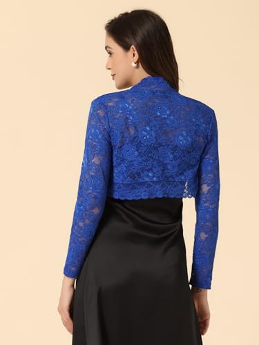 Image of Allegra K Women's Elegant Crop Cardigan Sheer Floral Lace Bolero Shrug Top