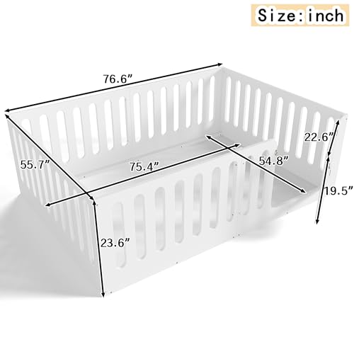 Image of Bellemave Full Size Kids Montessori Floor Bed,Full Size Floor Bed Frame with High Fence and Door,Solid Wood Montessori Bed for Girls Boys,White