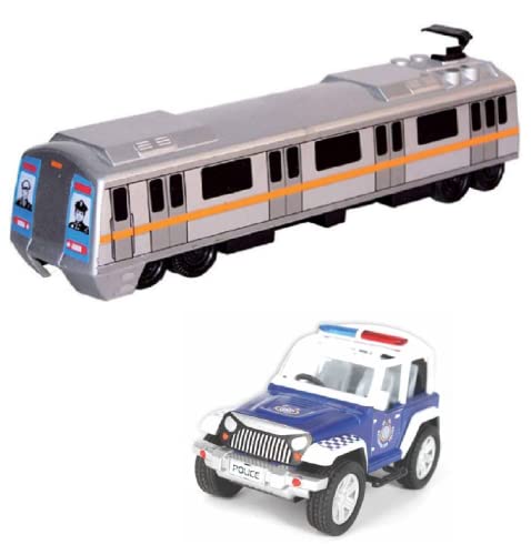 OFFPHATE Made of Non Toxic Plastic Toys Combo of 2 Metro Train/Delhi Matro & Ranger Police Jeep Toys, Pack of 2, Pull Back Action Toys, (Multicolor) (B0BLNNVP26) Amazon Price History, Amazon Price Tracker