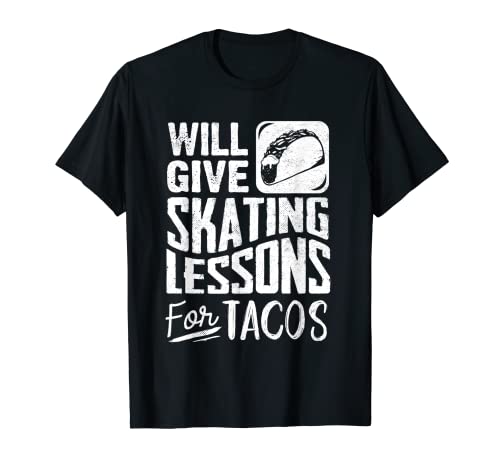 Funny Skateboard and Taco Lover Graphic Mujeres y Hombres Skater Camiseta