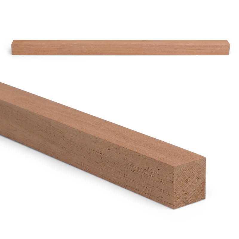 Woodsellers Listón de madera de caoba, 25 x 25 mm, longitud a elegir 350 – 1000 mm, secado técnico y listo para pegar, listón de madera maciza para proyectos de bricolaje (natural, 25 x 25 x 750 mm)