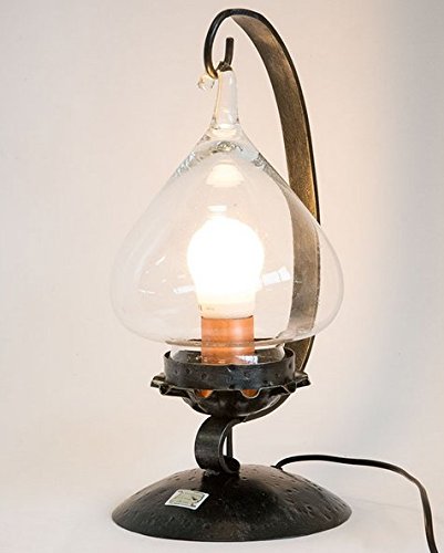 Lampe de table design fer forgé luminaire salon verre soufflé