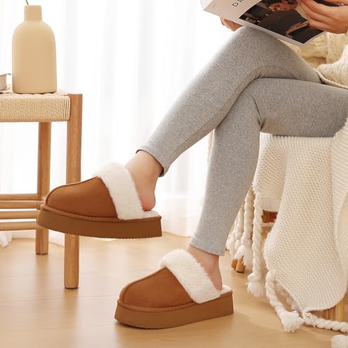 Litfun Womens Fuzzy Platform Slippers Fluffy Memory Foam Winter House Shoes for Indoor and Outdoor2