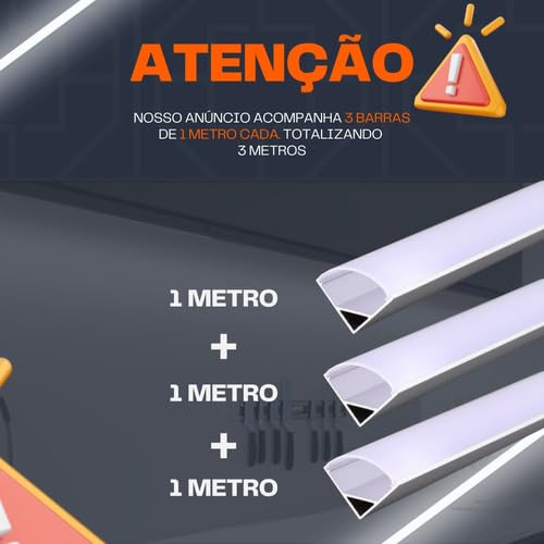 Perfil De Led Sobrepor Canto 3m Completo Para Fita De Led (Branco)