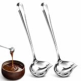 2PCS Soßenlöffel aus Edelstahl, Mit Schrägem Ausgießer Als Soßenkelle Klein Und Suppenkelle Edelstahl Für Küche Servieren Und Anrichten Von Suppen Saucen Und Dressings
