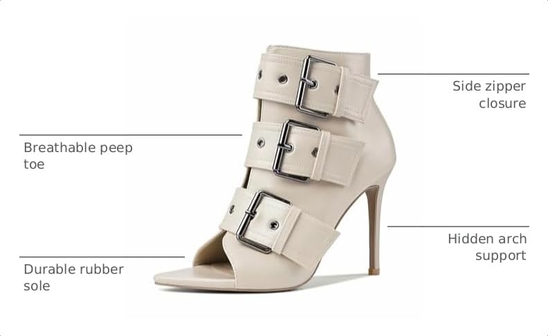Image of Peep Toe Booties Women Stiletto Heels Sexy Dance Heels