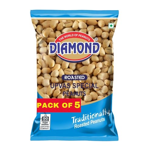 Image of DIAMOND SING Diamond Peanuts - Upvas Special Roasted Peanuts Unsalted without Husk, Roasted Groundnut 150 Gms | High Protein - Gluten Free Mungfali | Vacuum Packed Singdana (Pack of 5) 150 Gms Each