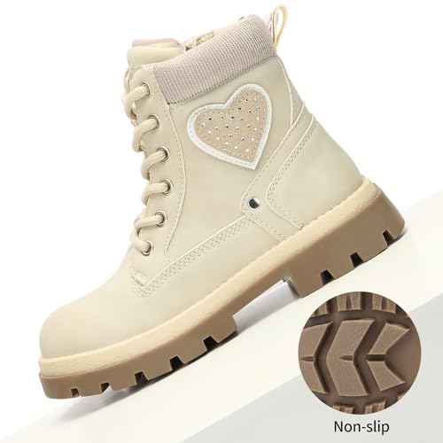 TZJS Girls Boots,Girl Zipper Lace Up Outdoor Water Resistant Comfort Work Boots Kids Fashion Booties for Little Kid4