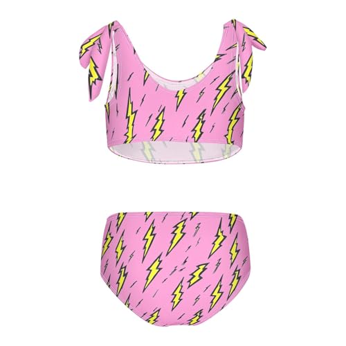 Wusikd Yellow Lightning Bolts Girls Swimsuits Two Piece Swimwear Bikini Set for for Girls Size 3T2