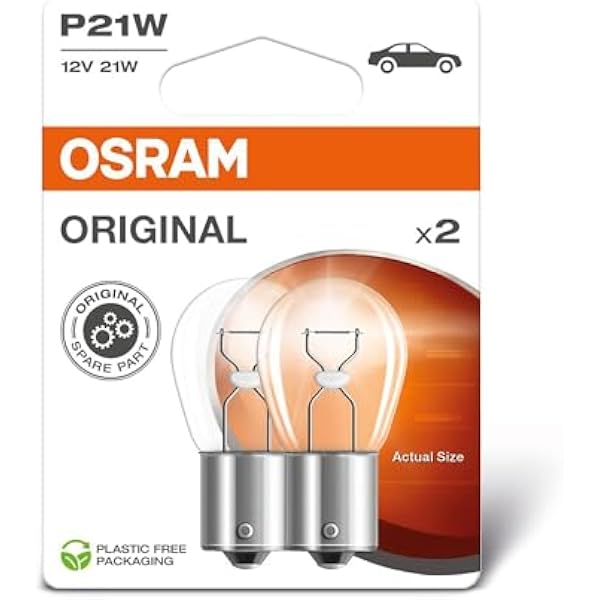 OSRAM ORIGINAL LINE 12V, P21W, lampa sygnalizacyjna, podstawa metalowa, podwójny blister, (2 lampy)