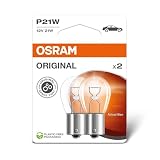 OSRAM ORIGINAL LINE 12V, P21W, lámpara de señal, Metal Base, Doble Ampolla, (2 lámparas)