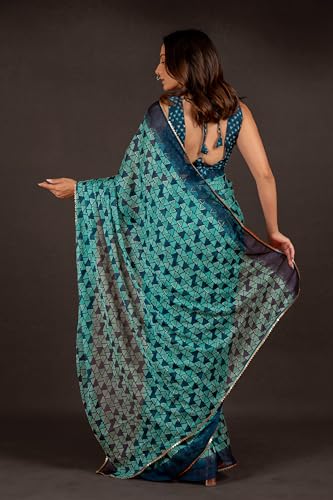 Image of MIRCHI FASHION Women Saree Chiffon Floral Printed | Breathable Festive Occasion Sari for Social Visits with Matching Blouse Piece