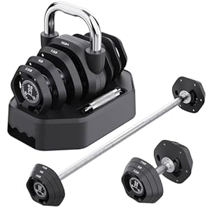 Tepemccu 4-in-1 Adjustable Kettlebell, 5.88-45lbs Kettlebells Weight Set, Adjustable Weight Kettlebell Used as Dumbbell, Barbell for Home Gym Full Body Workout