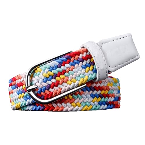 Womens Belt - Mixed Color Elastic Woven Golf Casual Braided Stretch Belt, Canvas Elastic Belts for Jeans, 3Cm, Colorful,Mixed Color,125CM/49.2''