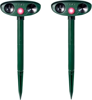 2 Pack 2025 Ultrasonic Animal Repeller Solar Powered Animal Repellent, Waterproof Animal Deterrent Devices Outdoor Repels Cat, Dog, Fox, Derrent, Rat, etc (GL3)