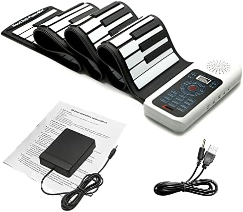 Lujex keyboard piano Standard 88 Keys Portable Roll Up Piano for kids adults (White, 88Keys)