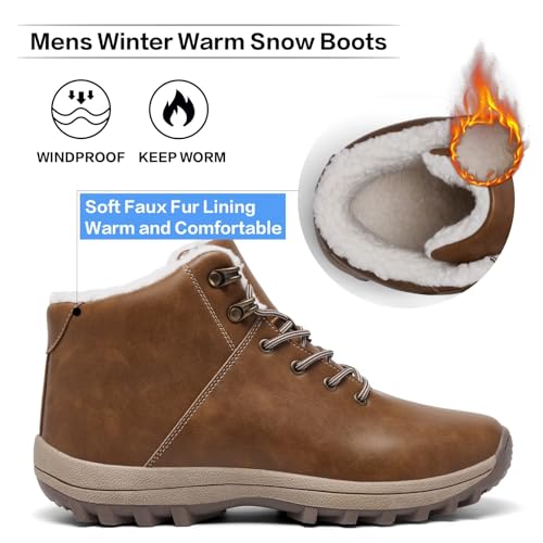 Mens Winter Warm Snow Boots Fur Lined Non-Slip Insulated Hiking Shoes2