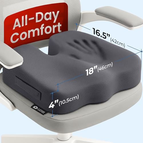Image of 5 STARS UNITED Seat Cushion - Memory Foam Chair Cushion for Tailbone Pain Relief - Ergonomic Support for Coccyx, Sciatica & Butt - Office, Desk & Gaming Chair, Car Seat, Wheelchair, Airplane, D Gray