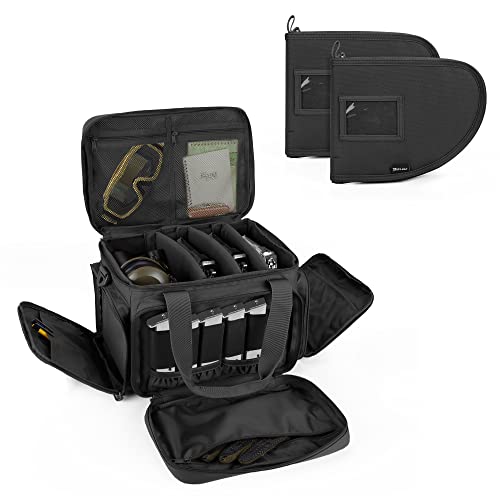 Dsleaf Tactical Gun Range Bag And 2-Pack Pistol Case For 6 Handguns, Pistol Shooting Range Bag With 6X Magazine Slots And Extra Pockets For Ammo And Essentials #TOP18