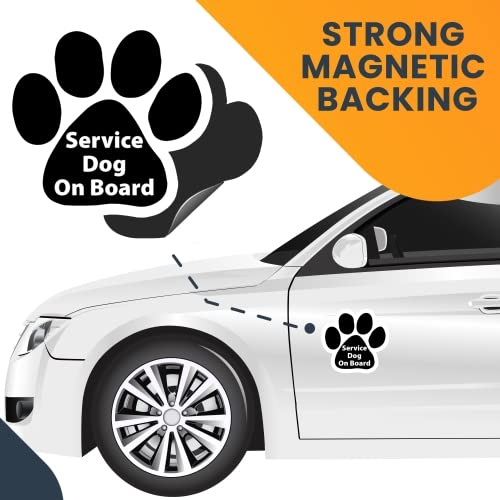Image of Magnet Me Up Service Dog Pawprint Car Magnet, Made in USA | Heavy duty magnetic decal for car, truck, SUV or fridge, full color UV printed