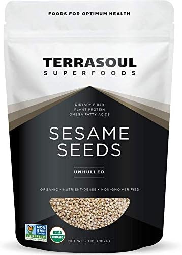 Terrasoul Superfoods Organic Unhulled Sesame Seeds, 2 Lbs, Nutty Crunch for Asian Dishes, Baking, and Homemade Tahini