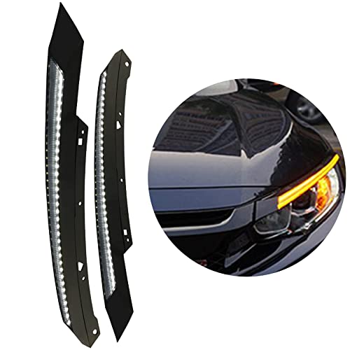 PIAOYUE- For 2016 2017 2018 2019 2020 2021 Honda Civic Headlight LED Eyebrow Daytime Running Light Black Housing Clear Lens 3 color changes
