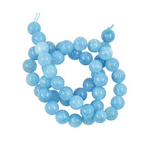 Non-brand 1 Strand 15"Naturel Bleu Jade Gem Pierre Perle Ronde pour La Fabrication De - Bleu, 8mm
