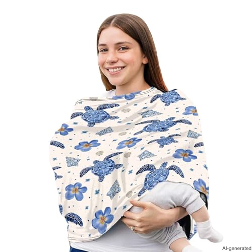 Image of Sea Turtle Car Seat Cover Baby Infant Car Seat Canopy Baby Girl Boy, Cozy & Windproof Newborn Carseat Covers Stroller Cover