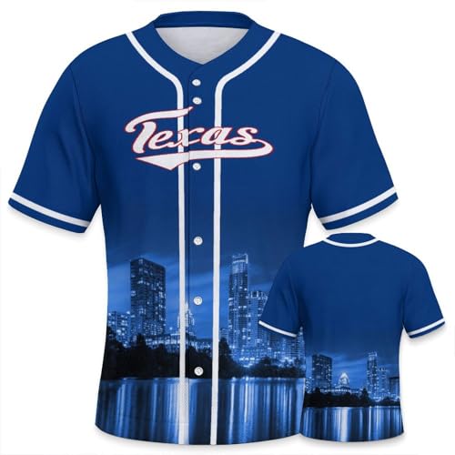 Baseball City Night Skyline Jersey Shirt Printing Apparel for Men Fans Gifts L Blue