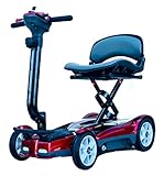 EV Rider Transport AF 4W Lightweight Automatic Folding Mobility Scooter - Airline Friendly (Red)