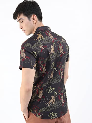 Image of Ketch Men Cotton Slim Fit Printed Half Sleeve Shirt