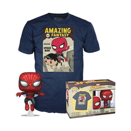 Funko Pop! & Tee: Spider-Man - Comic Cover - Métallique - Large - T-Shirt - Vêtements avec Une Figurine en Vinyle à Collectionner - Idée de Cadeau - Jouets...