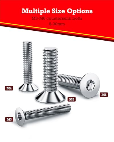 YOOPIN M5 60PCS Countersunk Bolts, M5 Countersunk Screws 20mm, A2 Stainless Steel Hex Socket Countersunk Machine Screws - Image 4