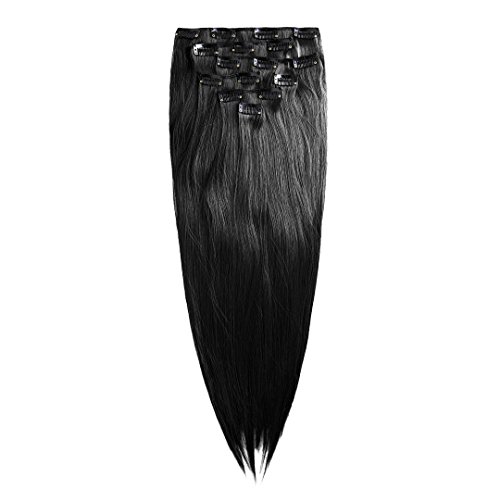 Clip en extensiones del conjunto de la extensión del pelo - 7 postizos suave extensión del pelo Extensiones 60 cm de negro de la marca MyBeautyworld24