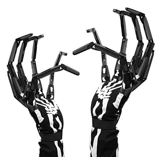 Halloween Articulated Fingers, 3D Printed Articulated Finger Extensions Fits All Finger Sizes, As Flexible as Your Own Fingers, Easy to Put on and Unload, The Best Halloween Gear (Black-Upgrade)