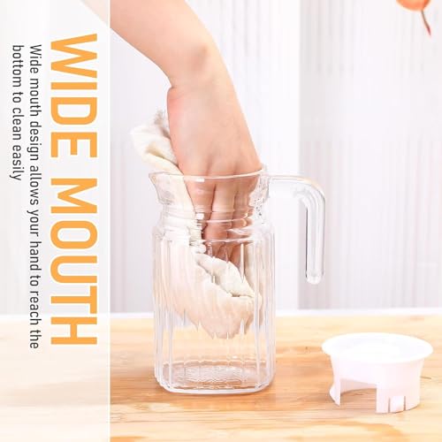 Image of 500 ml Glass Pitcher with Lid Fridge jug with Handle Glass Water jug Practical Juice Containers Easy to Use Milk Jug Iced Tea, Cocktails, Water (Small JUG 500 ML)