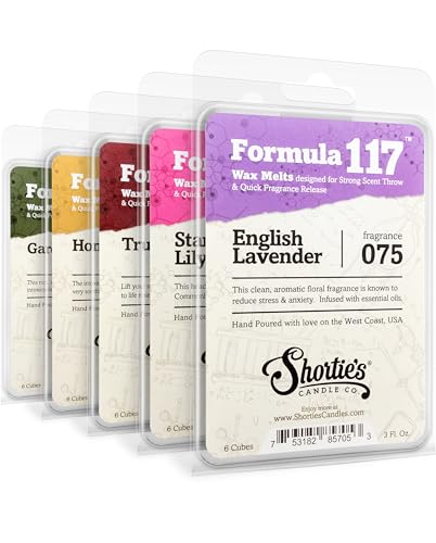 Shorties Candle Company Floral Premium Wax Melts Variety 5 Pack - 15 Oz. Strong & Long Lasting Non-Toxic - Made with Essential & Natural Oils - Formula 117